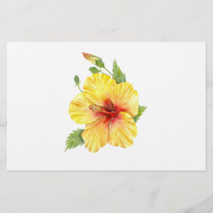 Yellow Hibiscus Botanical Art Stationery
