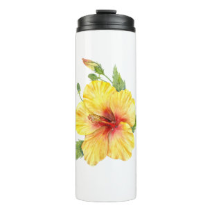Yellow Hibiscus Botanical Art Thermal Tumbler