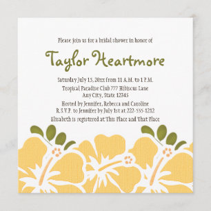 Yellow Hibiscus Bridal Shower Invitations