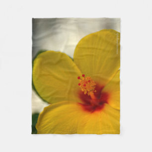 Yellow Hibiscus Fleece Blanket