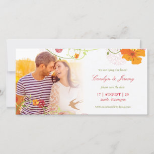 Yellow Hibiscus Floral Swirls And Swallows Photo Save The Date