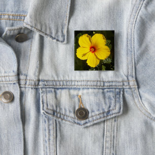 Yellow Hibiscus Flower 15 Cm Square Badge