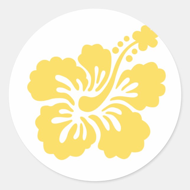 yellow hibiscus flower 16 classic round sticker (Front)