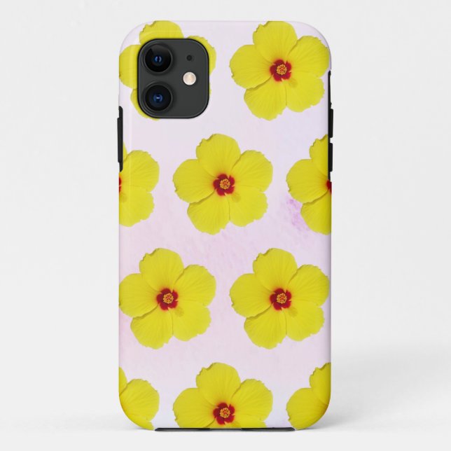 Yellow Hibiscus Flower Art Case-Mate iPhone Case (Back)