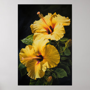 Yellow Hibiscus Flower Art Print Poster