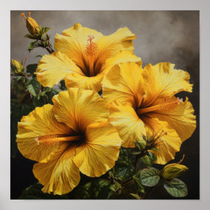 Yellow Hibiscus Flower Art Print Poster