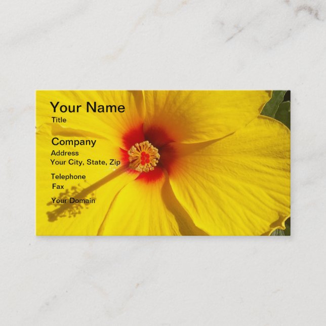 Yellow Hibiscus Flower Business Card (Front)