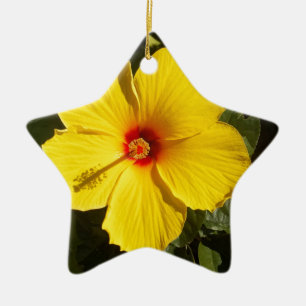 Yellow Hibiscus Flower Ceramic Tree Decoration