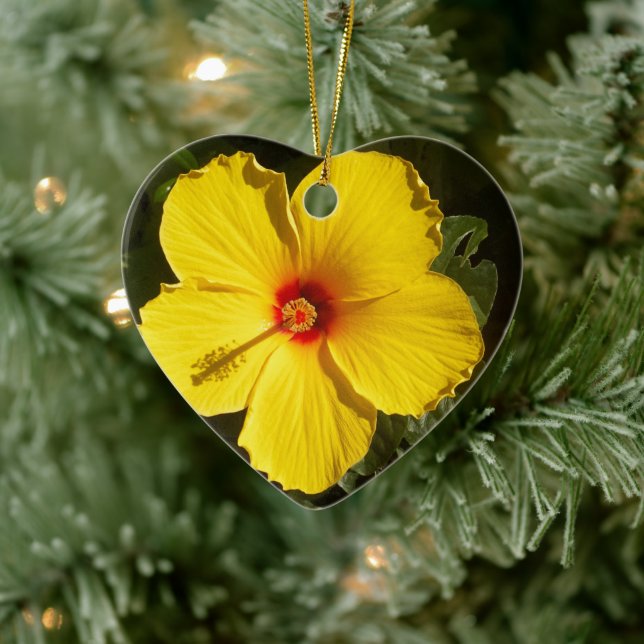 Yellow Hibiscus Flower Ceramic Tree Decoration (Tree)