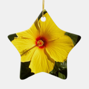Yellow Hibiscus Flower Ceramic Tree Decoration