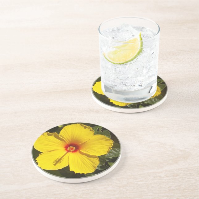 Yellow Hibiscus Flower Coaster (Side)