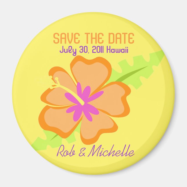 Yellow Hibiscus Flower Custom Magnet Favour (Front)