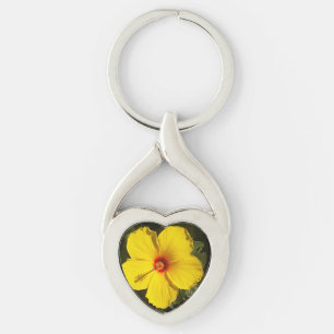 Yellow Hibiscus Flower Key Ring