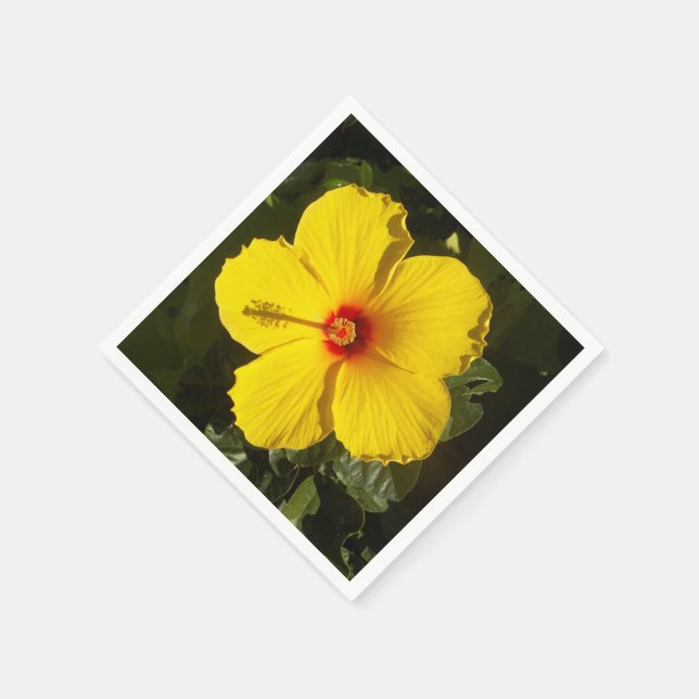 Yellow Hibiscus Flower Napkin (Corner)