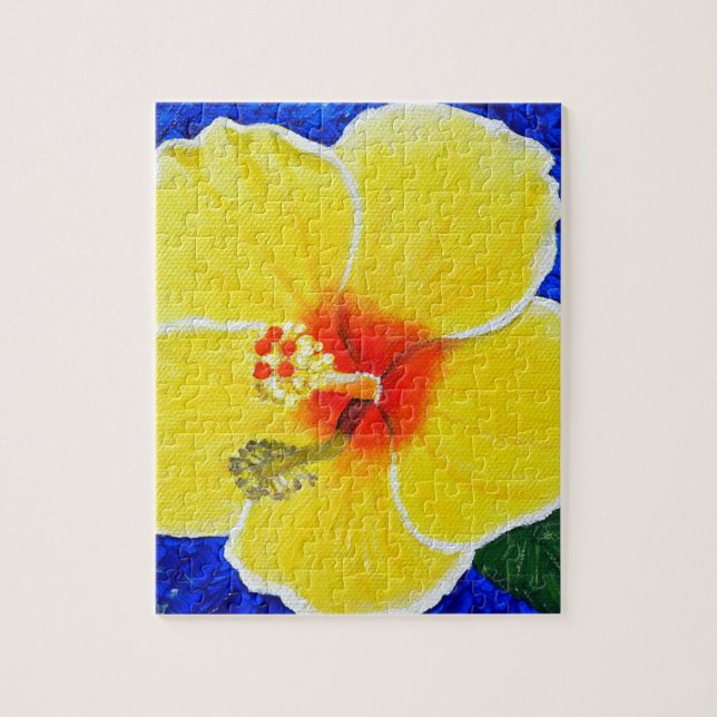 Yellow Hibiscus Flower Painting Jigsaw Puzzle (Vertical)
