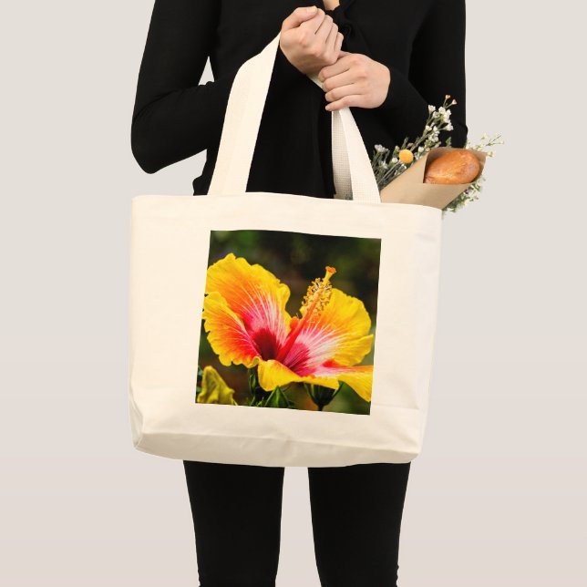 Yellow Hibiscus Flower Tote Bag (Front (Product))