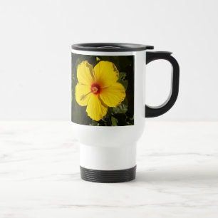 Yellow Hibiscus Flower Travel Mug