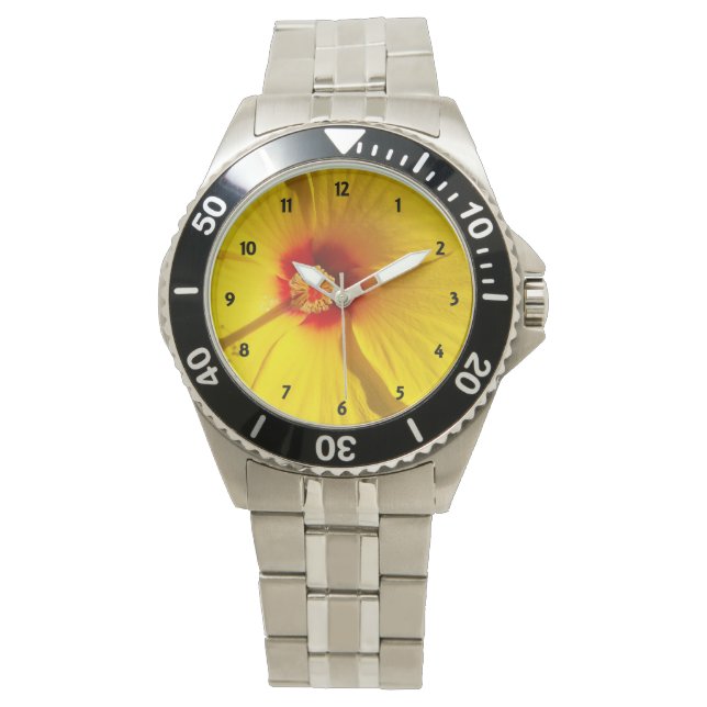 Yellow Hibiscus Flower Watch (Front)