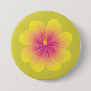 Yellow Hibiscus Illustration 7.5 Cm Round Badge