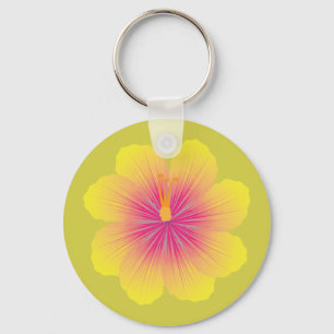 Yellow Hibiscus_Illustration Key Ring