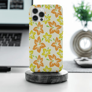Yellow Hibiscus, Orange Hibiscus, Floral Pattern iPhone 15 Pro Max Case