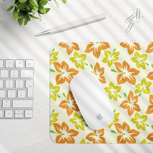 Yellow Hibiscus, Orange Hibiscus, Floral Pattern Mouse Mat