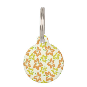 Yellow Hibiscus, Orange Hibiscus, Floral Pattern Pet Tag