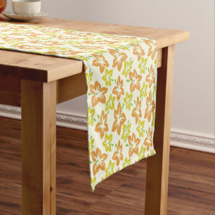 Yellow Hibiscus, Orange Hibiscus, Floral Pattern Short Table Runner
