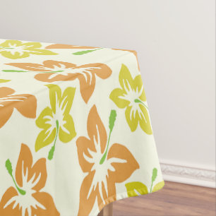 Yellow Hibiscus, Orange Hibiscus, Floral Pattern Tablecloth