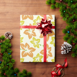 Yellow Hibiscus, Orange Hibiscus, Floral Pattern Wrapping Paper
