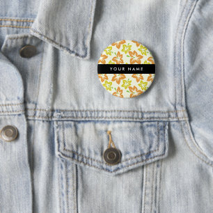 Yellow Hibiscus, Orange Hibiscus, Your Name 6 Cm Round Badge