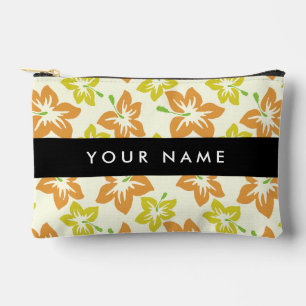 Yellow Hibiscus, Orange Hibiscus, Your Name Accessory Pouch