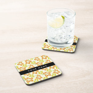 Yellow Hibiscus, Orange Hibiscus, Your Name Coaster