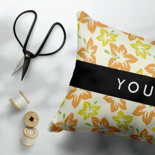 Yellow Hibiscus, Orange Hibiscus, Your Name Decorative Cushion