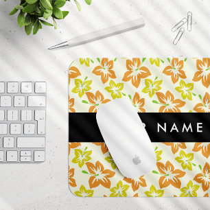 Yellow Hibiscus, Orange Hibiscus, Your Name Mouse Mat