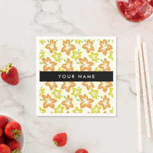 Yellow Hibiscus, Orange Hibiscus, Your Name Napkin