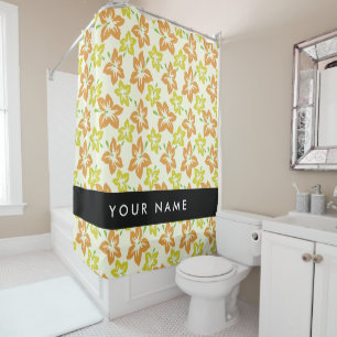 Yellow Hibiscus, Orange Hibiscus, Your Name Shower Curtain