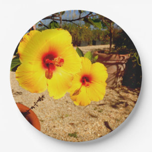 Yellow Hibiscus Paper Plate