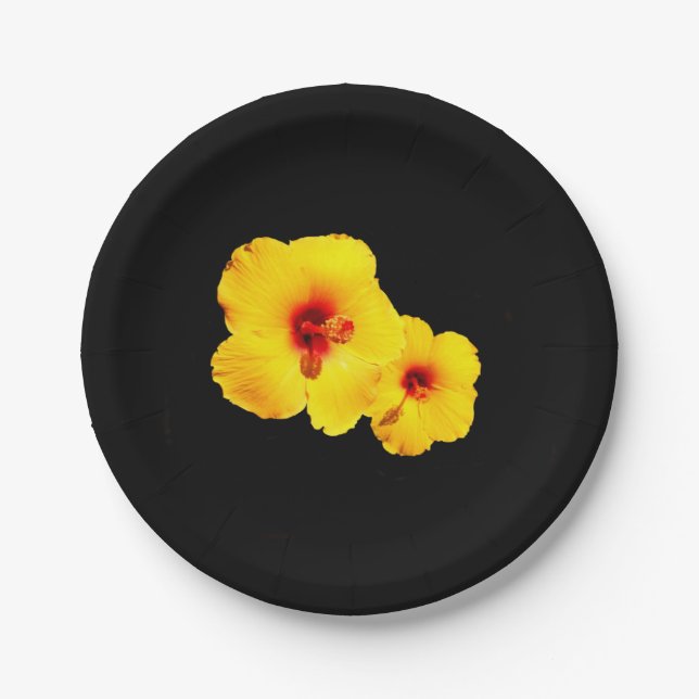 Yellow Hibiscus Paper Plate (Front)