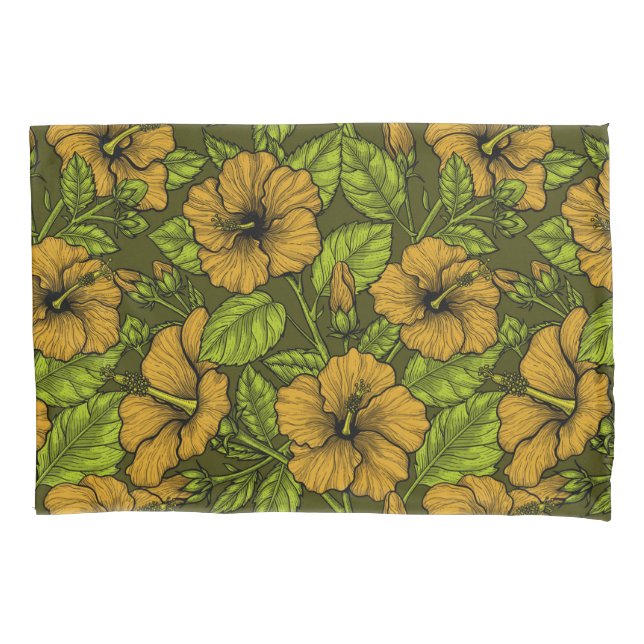 Yellow hibiscus pillowcase (Front)