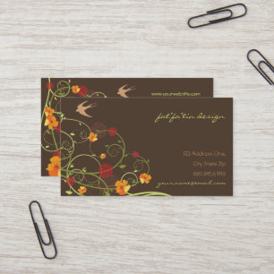 Yellow Hibiscus & Swallows Elegant Floral Garden Business Card