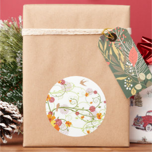 Yellow Hibiscus & Swallows Elegant Floral Garden Classic Round Sticker