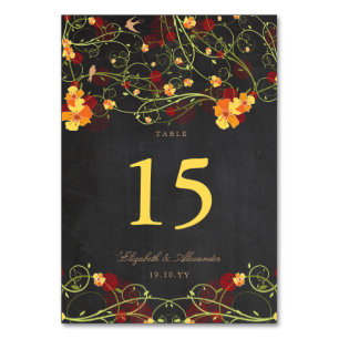 Yellow Hibiscus Swallows Floral Chalkboard Wedding Table Number