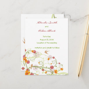 Yellow Hibiscus & Swallows Floral Save The Date Announcement Postcard