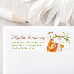 Yellow Hibiscus & Swallows Floral Wedding Address