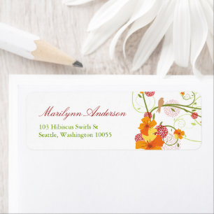 Yellow Hibiscus & Swallows Floral Wedding Address