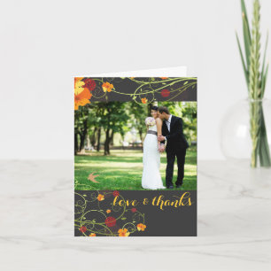 Yellow Hibiscus & Swallows Floral Wedding Photo Thank You Card