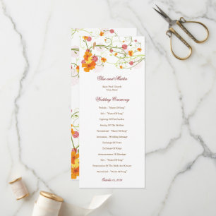 Yellow Hibiscus Swirls & Swallows Floral Wedding Programme