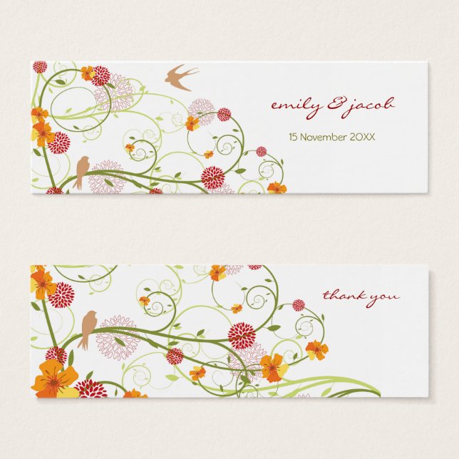 Yellow Hibiscus Swirls Swallows Wedding Favour (Front & Back)