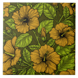 Yellow hibiscus tile